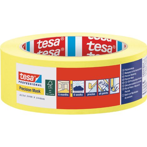 Tesa Precision Masking Tape Indoor (6 months) Yellow - 50mm x 50m