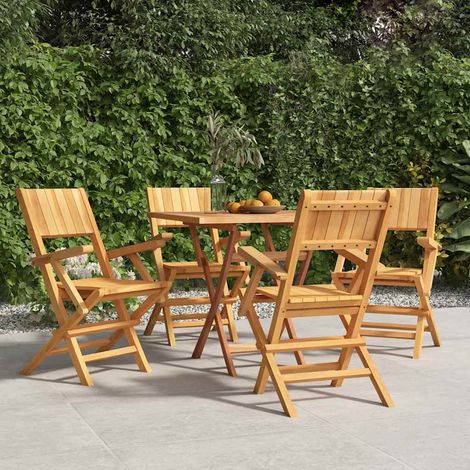 vidaXL Sillas plegables, 4 unidades, 55x61x90 cm, madera maciza de teca. (1/5)