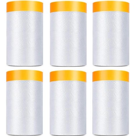 [NEVER USED] Pack of 6 tapes and drapes, pre-glued masking film 55 cm x 20 m for automotive paint coating, dust protection film