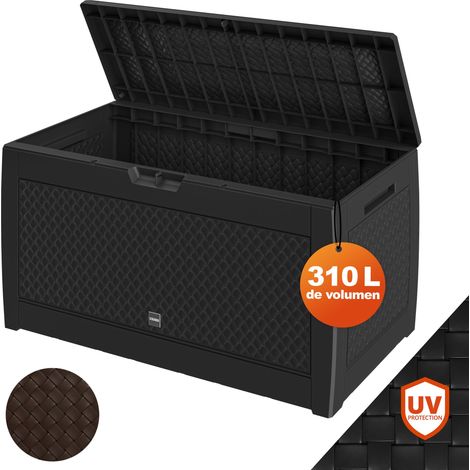 CASARIA® Baúl de almacenaje 310L 119x48x60cm Arcón Exterior Caja Almacenamiento Jardín Cojines Terraza  Efecto trenzado - Antracita