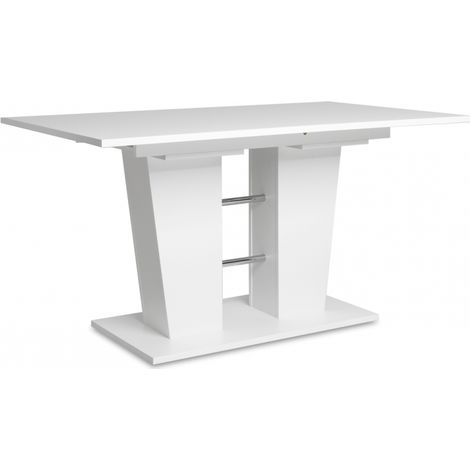 Abitare – Table extensible 140x180 cm blanc mat – Structure en panneaux de bois mélaminé – Hauteur 74,7 cm – Pour repas en famille (1/5)