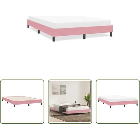 Sommier à lattes - Cadre de lit sans matelas rose 160x220 cm velours (1/5)