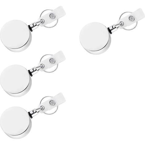Targhetta per porta, in resistente materiale ABS, con cordino retrattile, 4 pezzi, colore argento. (1/2)