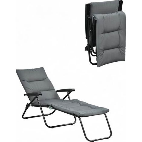 Fauteuil relax pliant multifonctionnel avec dossier réglable - gris, 153 x 58,5 x 89 cm (1/5)