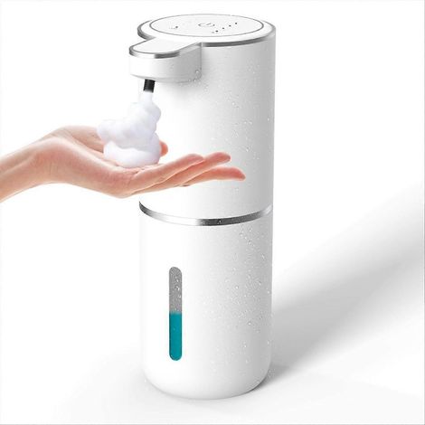 Distributeur de savon mousse sans contact, distributeur de savon mousse automatique rechargeable USB de 380 ml avec 4 niveaux réglables (1/5)