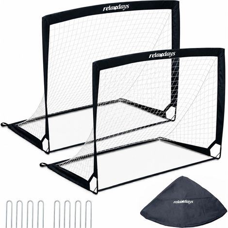 Foldable Football Goals Set, Black, with Carry Bag (1/5)