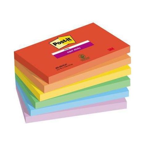 POST-IT Haftnotiz Post-it® Super Sticky Notes Playful Collection 127 x 76 mm (B x H) je 1 xultrarot vitalorange ultragelb limonengrün paradiseblau flieder 90 Bl./Block 6 Block/Pack. (1/3)