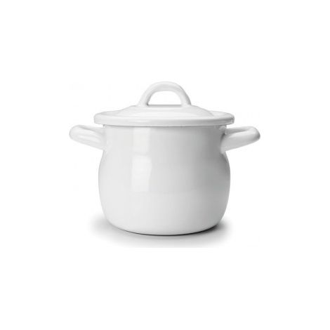 OLLA BOMBADA MINI CON TAPA BLANCA 12 CM - IBILI