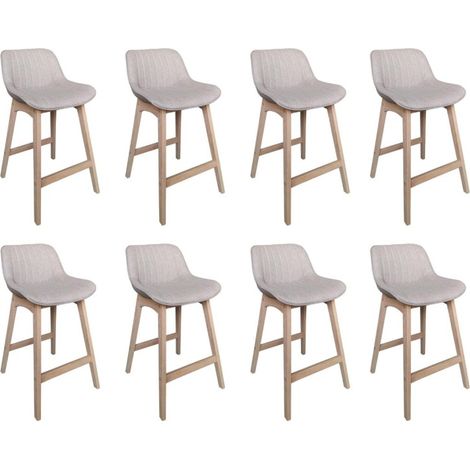 Lot de chaises MELLOW d'îlot et bar en chêne et assise tissu 65cm Lot de 8