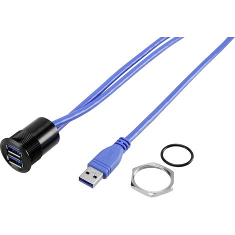 TRU COMPONENTS USB-22-BK USB A Einbaubuchse 3.0  2x USB 3.0 Buchse A auf 2x USB 3.0 Stecker A Inhalt