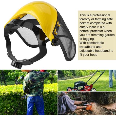 Casque de sécurité avec visière intégrale en maille pour la protection des bûcherons et débroussailleuses forestières
