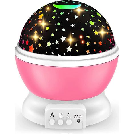 Projecteur de veilleuse étoiles pour enfants : Veilleuse lune et étoiles rotative à 360° Ubiuo pour petites filles de 2 à 12 ans - Cadeau idéal pour la chambre d'enfant. (1/5)