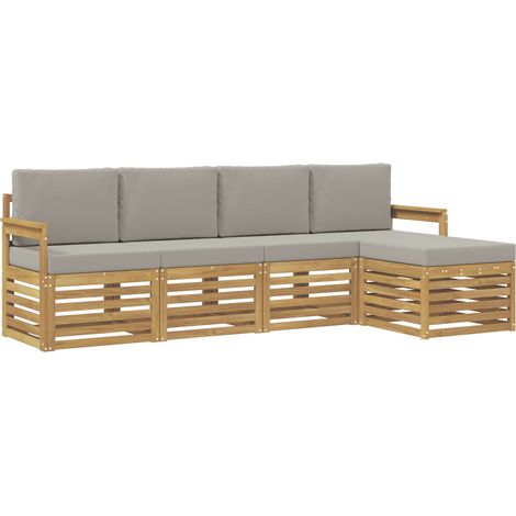 Set di divani da esterno 5 pz 5-Posti Bianco e Grigio Chiaro vidaXL (1/5)