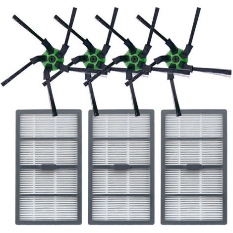 Accessoires pour Irobot Roomba S9 S9 Plus Robot Scanning, Kit de filtres pour aspirateur Pièces de rechange incluses pour Irobot Roomba S9 (4 brosses latérales, 3 filtres) (1/4)