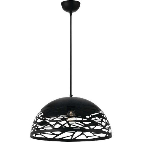 Lampadario a sospensione da soffitto con paralume in metallo traforato design contemporaneo moderno lampada da soffitto nero (1/2)