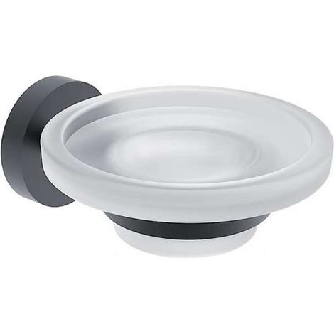 Nimco Unix - Seifenschale mit Halter, Glas matt/schwarz matt UNC 13059W-90