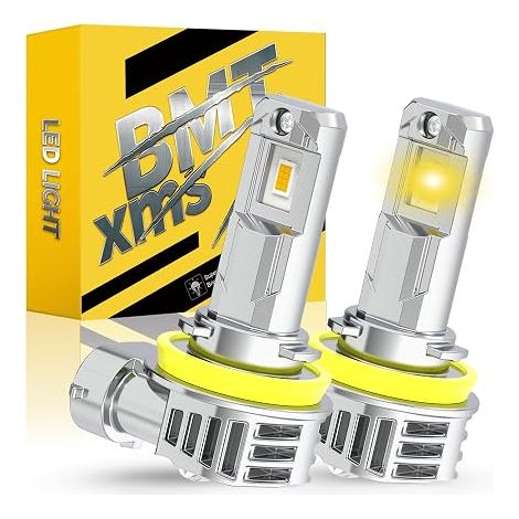 Ampoule LED H11, 3000K jaune ambrée Lumière H8 Phares Mini Taille Plug and Play, 2 Ampoules (1/5)
