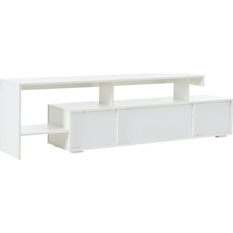 Mueble TV blanco brillo con LED 192 x 37 x 53 cm para televisores de hasta 85 pulgadas (1/5)
