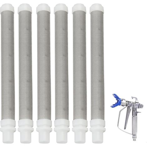 Éléments de Filtre pour Pistolet à Peinture Airless, Lot de 6 Pièces, 60 Mesh en Acier Inoxydable pour Wagner Airless Paint Spray Gun, pour Une Filtration Efficace,Filtre Pistolet Peinture (1/5)