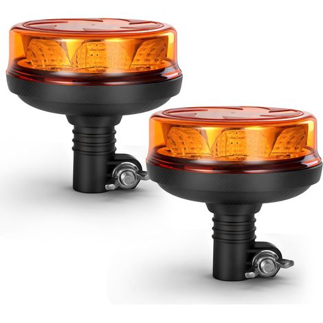 2 Pièces Gyrophare LED, Feu de Signalisation Orange, 6 Modèles Clignotants et 4 Modèles Rotatifs 2 Mode Croisière avec Boutons 12V-24V DC IP67 pour Voiture, Quad, Tracteur, Chariot Élévateur (1/5)