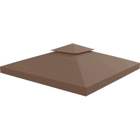 Outsunny 3(m) 2 Tier Garden Gazebo Top Cover Replacement Canopy Roof Coffee