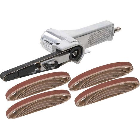 Lime ponceuse pneumatique + 20 bandes abrasives etroites de 10 x 330 (1/2)