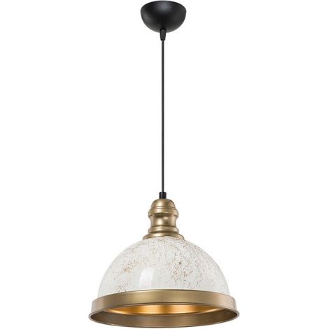 Lámpara de techo con pantalla de metal blanco y detalles dorados - Astek ASZ1636 (1/4)