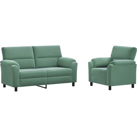 Set di divani 2 pcs Verde Mare Velluto vidaXL