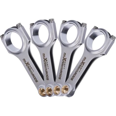 Bielas de acero forjado 4340, 152 mm de longitud, 52 mm de diámetro en el extremo grande, 23 mm de diámetro en el extremo pequeño, 9000 RPM. (1/5)