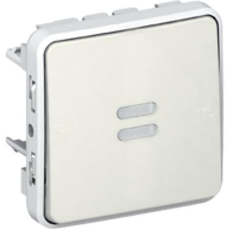 Legrand 069612 Interruptor de ida y vuelta luminoso combinable Plexo IP55 - Indicador de cableado de fase distribuida - Blanco
