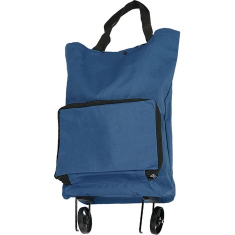 Chariot de courses pour personnes âgées montant les escaliers, déambulateur, chariot de courses portable pour les voyages, sac de courses pliable, bleu marine (1/5)