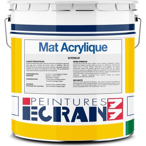 Peinture acrylique mate pour murs et plafonds – Opacité élevée, sans odeur – Application facile, séchage rapide – 4 litres (1/3)