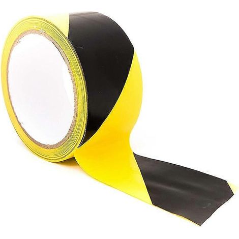 Ruban de signalisation de sécurité au sol, 48 mm x 17 m, rayures noires et jaunes (1/4)