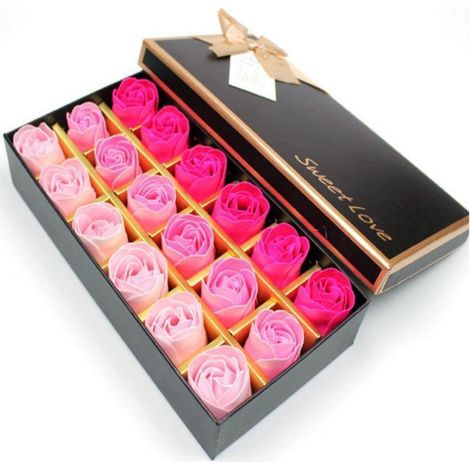 18pcs Rose Soap Blumen Geschenkbox Rosen Duft Hübsche Form rosarot (1/5)