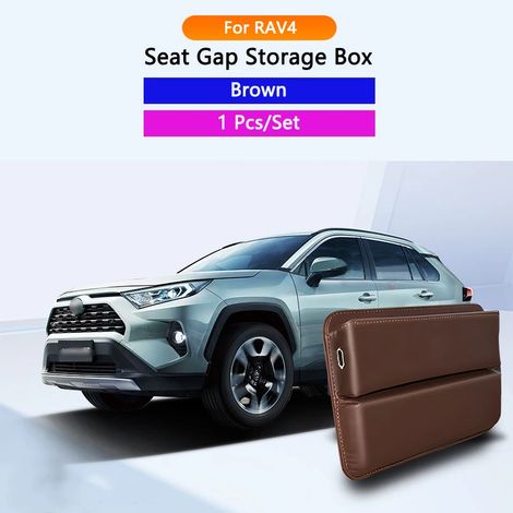 (RAV4 Marron) Boîte de rangement pour l'espace entre les sièges, en cuir, pour Toyota RAV4, Camry, Corolla, Cross et Avalon (1/5)