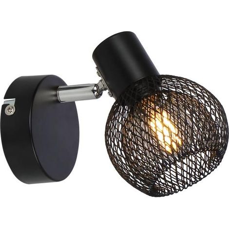 Applique nera industriale metallo gabbia Loretto 1xE14 Reality