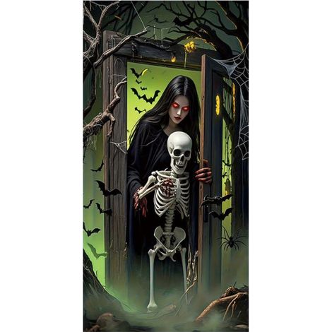 1 Rideau de porte Halloween, tissu décoratif effrayant, installation facile, décoration porche intérieur fête (1/5)