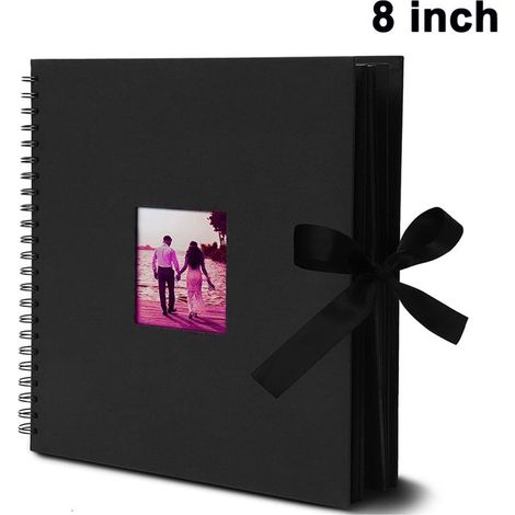 Album photo scrapbooking 20 x 20 cm DIY avec pochette photo, 30 pages, ruban de soie, papier kraft, pour livre d'or, anniversaire, (1/5)