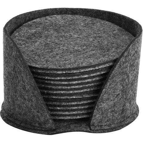 10 pièces Sous-verres en Feutre Rond pour Tasses à Thé, Boîte de Rangement Incluse (1/5)