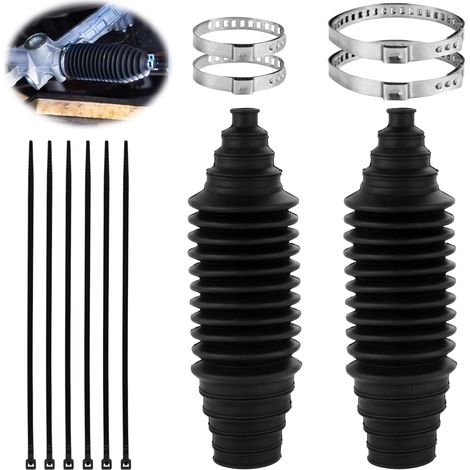 Kit de 2 fundas para cremallera de dirección de coche, fundas de silicona para extremos de barra de acoplamiento interior con 4 abrazaderas de bloqueo y 6 bridas para cables.
