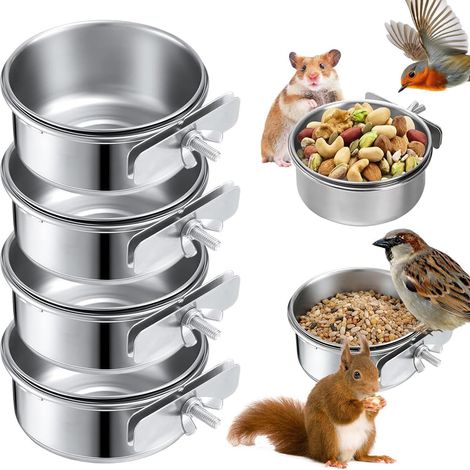 Mangeoire pour Cage à Oiseaux, Bol d'alimentation pour Oiseaux 10 cm, Mangeoires à Oiseau en Acier Inoxydable, Gamelle pour Oiseau, Mangeoire Suspendue Idéal pour Les-Oiseaux et Les-perroquets (1/5)