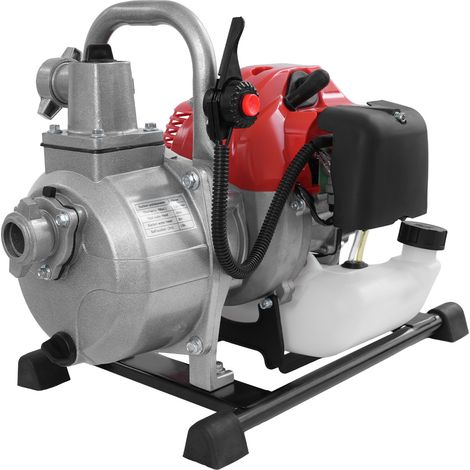 Pompe à eau essence 43cc - 1,25kW - 8500 tr/min - Débit 10m³/h - Hauteur 30m - Aspiration 8m - 1" - Idéale pour irrigation, drainage, transfert d'eau. Assemblage requis