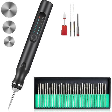 Stylo à Graver Rechargeable USB - Graveur Rotatif sans Fil avec Pointes pour Bijoux, Métal, Bois, Verre Et Pierre - Outil Portable pour Gravure De Précision (1/5)