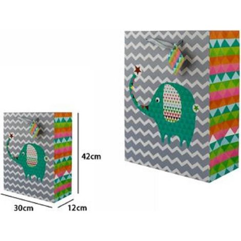 TrAdE Shop Traesio - Set 3 Buste Borsa Da Regalo Sacchetti Con Animali 30x42x12 Cm 65905 Modelli Vari - (1/2)