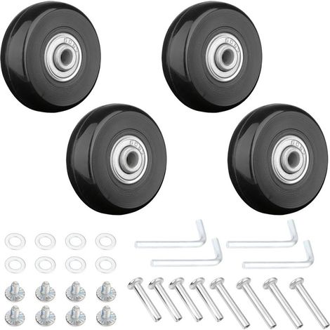 4pcs Roue Valise Universelle Remplacement 45x18 mm Roulettes de Rechange pour Bagages, Bagages Essieux et Roulettes, Caoutchouc Valise Kit avec Pièces Rechange D\\'axes Métalliques (1/5)