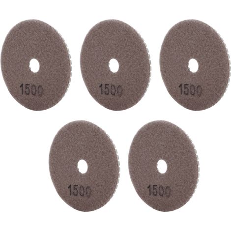 Kit de 5 disques de polissage diamantés humides de 10 cm (4 pouces) à grain doux pour marbre, granit et céramique, grain 1500 (1/5)
