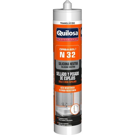 sellador de silicona neutra orbasil n-32. transparente. cartucho. 300 ml. para espejos - quilosa (1/2)