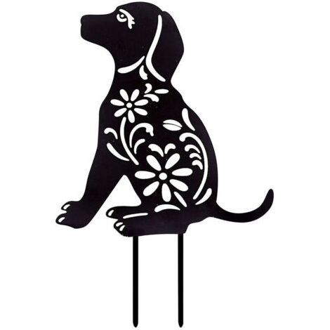 FLITI Gartendeko-Ornamente im Hundestil aus Acryl für den Außenbereich (schwarz)