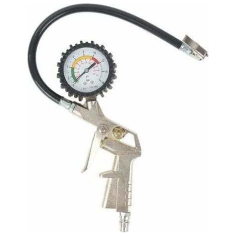 Manomètre Pistolet Gonfleur Pneumatique avec Embout Auto 40mm 16 Bar, Cycle Allemand avec Jauge d'Air pour Véhicules et Vélos (1/5)