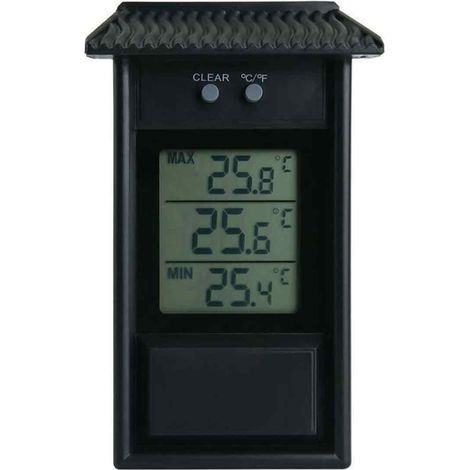 Thermomètre Extérieur - Thermohygromètre Étanche - Pour Réfrigérateur Extérieur Jardin Garage - Mémoire de Valeurs - 13,2 x 8 x 3 cm - Noir - 1 Pièce
